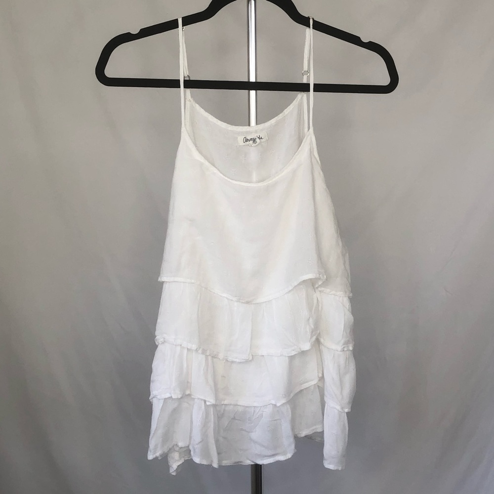 ✨ white ruffle tank top